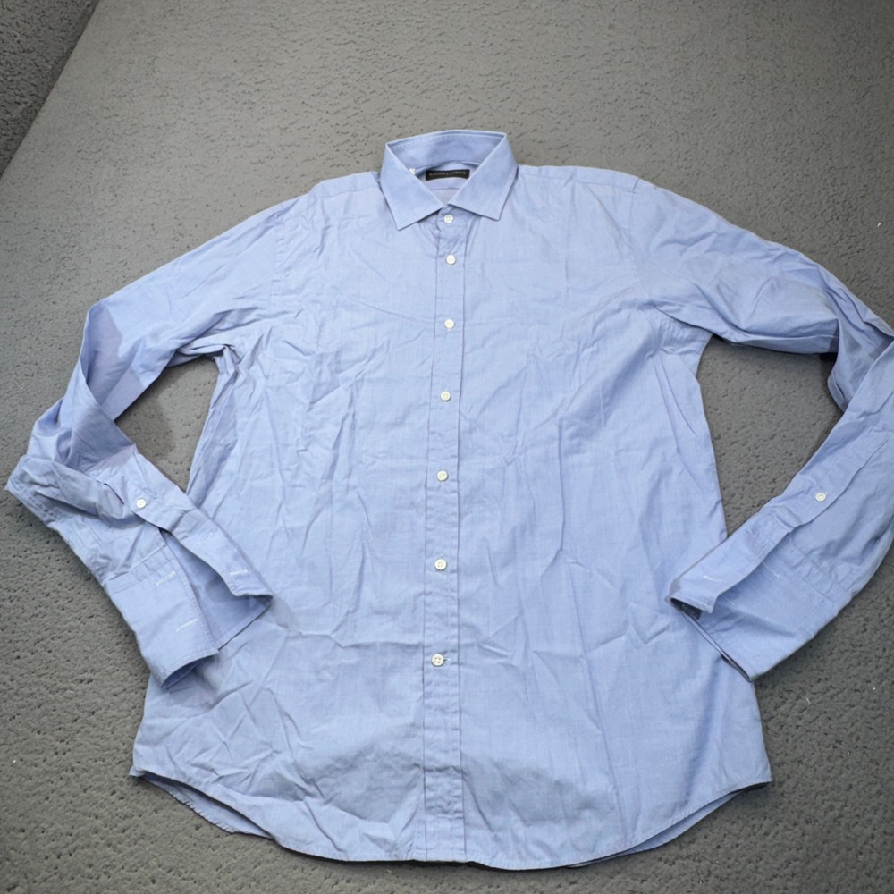 Ralph Lauren Dress Shirt Mens 16.5 Blue Black Label Button Italy French Cuff
